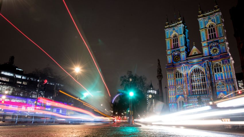 LONDON, ENGLAND - JANUARY 17:  'The Light of the Spirit Chapter 2' by Patrice Warrener at Westminster Abbey, Westminster, during Lumiere London festival of light 2018 on January 17, 2018 in London, England. Lumiere London is a four night long light festival spanning the British capital with more than 50 artworks by UK and international aritsts.  (Photo by Chris J Ratcliffe/Getty Images)