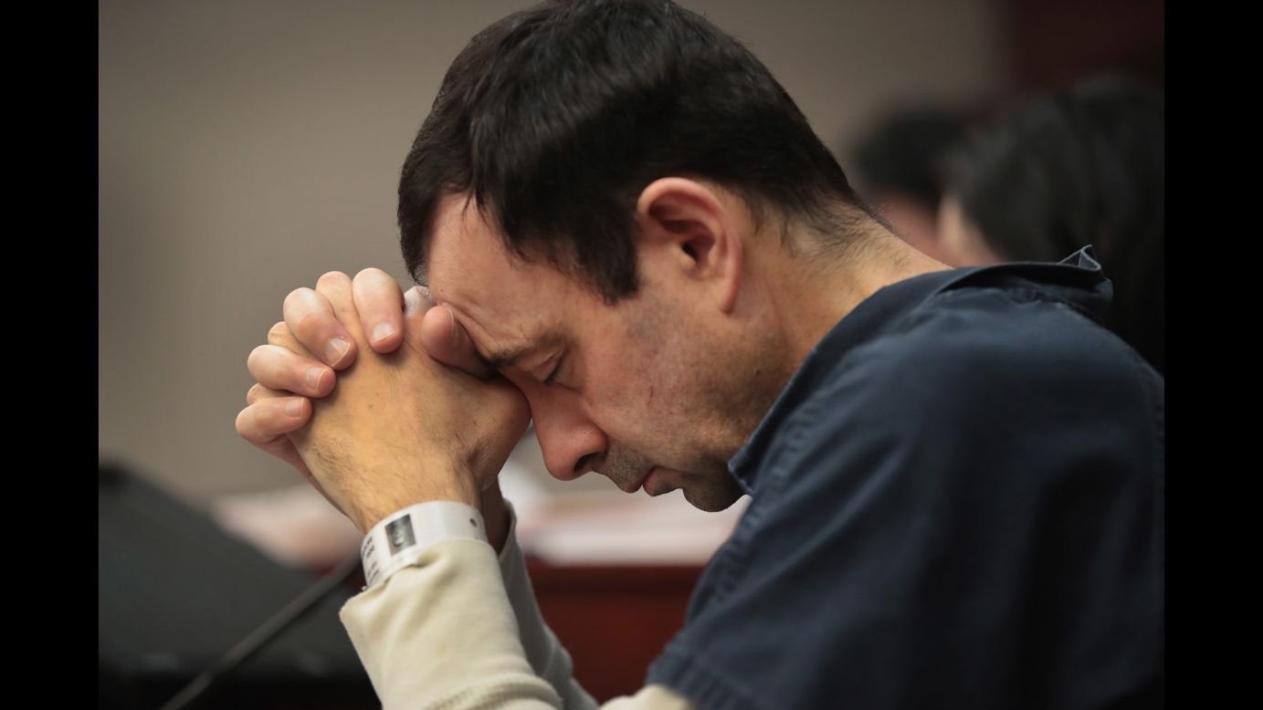 Former USA Gymnastics team doctor Larry Nassar listens to victim impact statements at a sentencing hearing in his sex abuse case on Tuesday, January 16, in Lansing, Michigan. Nassar has been accused of molesting at least 100 girls while he was a physician for USA Gymnastics and Michigan State University. He pleaded guilty in November to seven counts of criminal sexual conduct in Ingham County, Michigan, and <a href="http://www.cnn.com/2018/01/16/us/nassar-victim-impact-statements/index.html" target="_blank">a judge is allowing his accusers to speak</a>. Nassar is serving a 60-year sentence in federal prison for possession of child pornography.