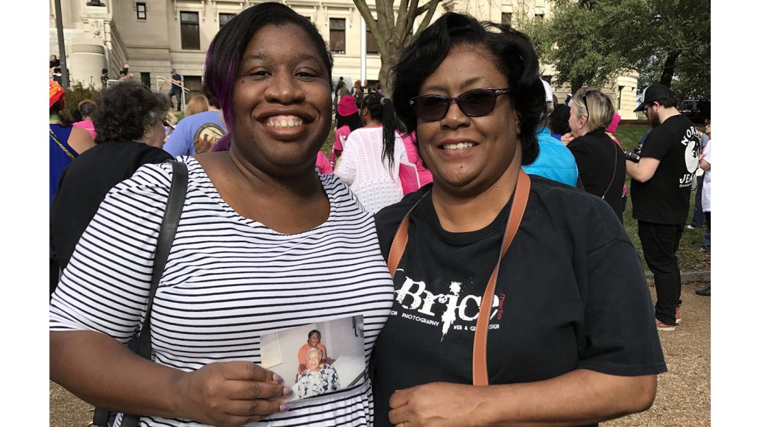 Talamieka Brice and her mother marched together at the Women's March in Jackson, Mississippi in 2017.