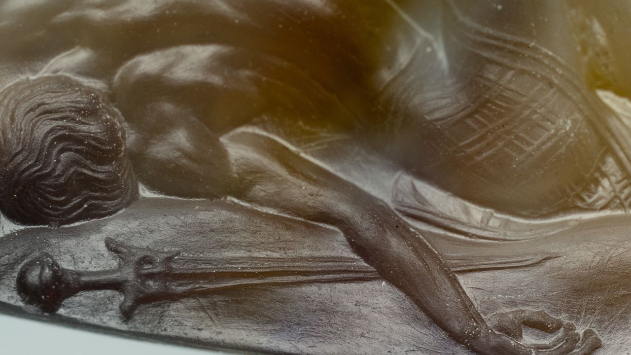 Up-close photo of the fallen warrior.