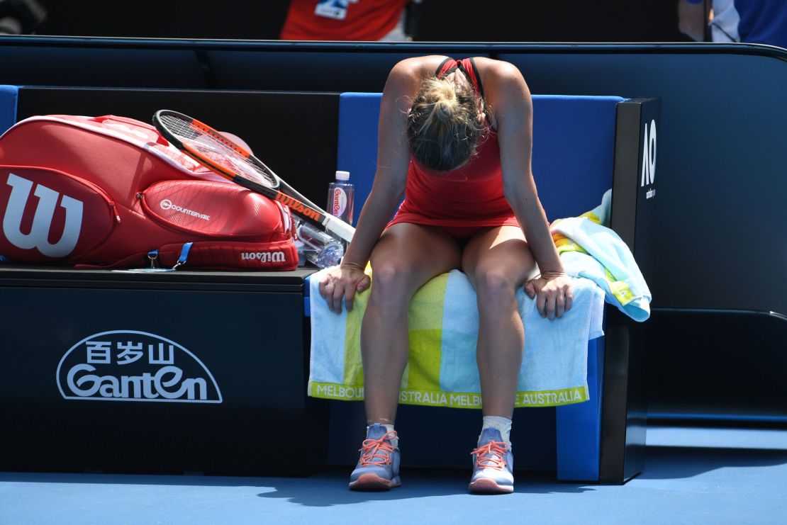 Simona Halep was understandably drained after her marathon win.