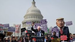 WASHINGTON, DC - NOVEMBER 01:  Sen. Bernie Sanders (I-VT) addresses a rally against the Republican tax plan outside the U.S. Capitol November 1, 2017 in Washington, DC. The rally was organized by Patriotic Millionaires, left-wing group of weathy people who support political representation for all citizens and believe that the rich should shoulder a greater burden of taxes.  (Photo by Chip Somodevilla/Getty Images)