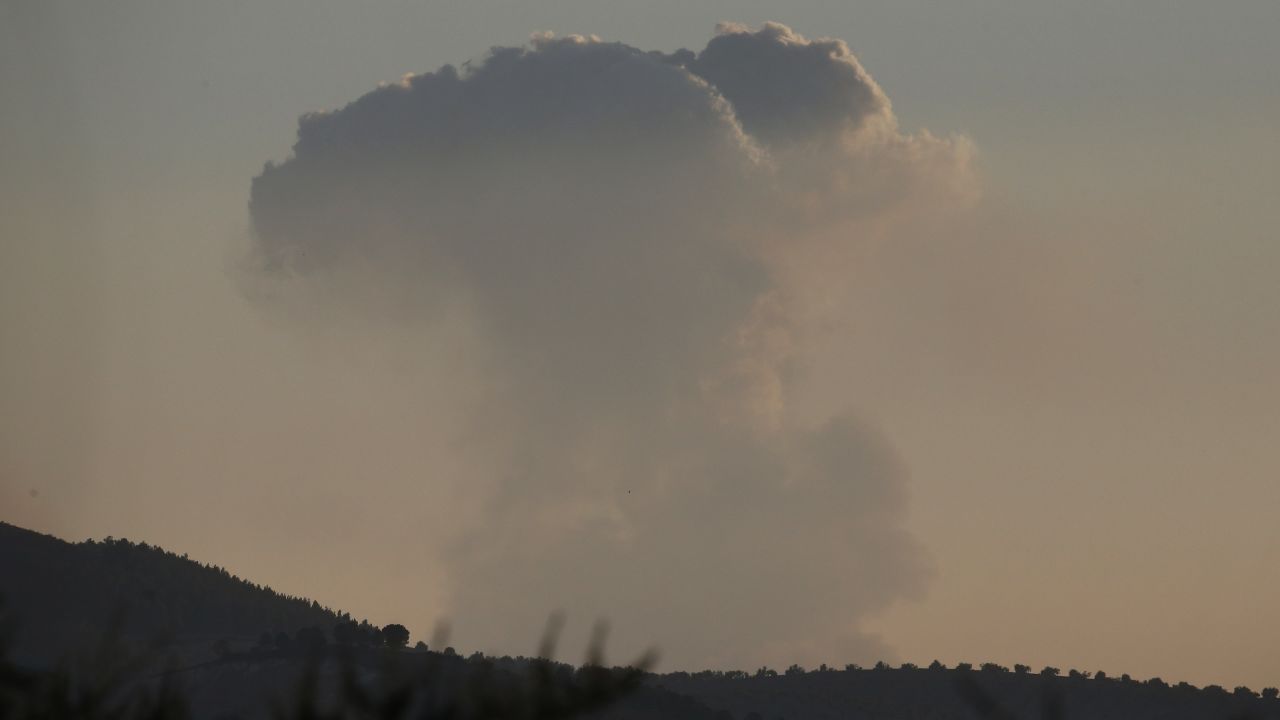 A plume of smoke rises on the air from inside Syria, as seen from the outskirts of the border town of Kilis, Turkey, Saturday, Jan. 20, 2018. Turkish Prime Minister Binali Yildirim says Turkish jets have begun an aerial offensive against the Syrian Kurdish-held enclave of Afrin. Turkey's military fired into the enclave in north Syria for a second day on Saturday. (AP Photo/Lefteris Pitarakis)