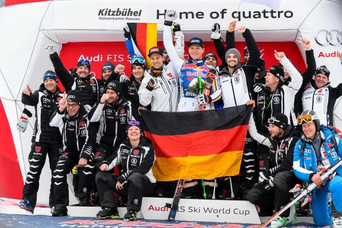 <strong>National pride:</strong> Dressen celebrated with the rest of his German teammates after the historic win.