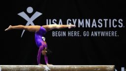 ANAHEIM, CA - AUGUST 20:  Luisa Blanco competes on the Balance Beam during the P&G Gymnastics Championships at Honda Center on August 20, 2017 in Anaheim, California.  (Photo by Sean M. Haffey/Getty Images)