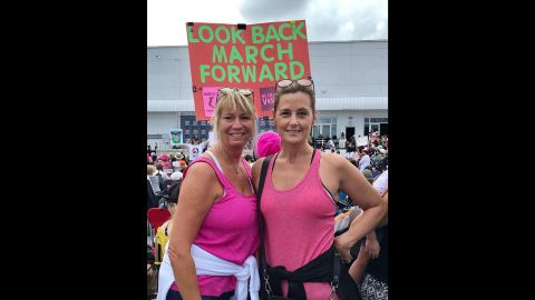Ellen Bowen (on the left) took a photo with her friend at the march in Miami.