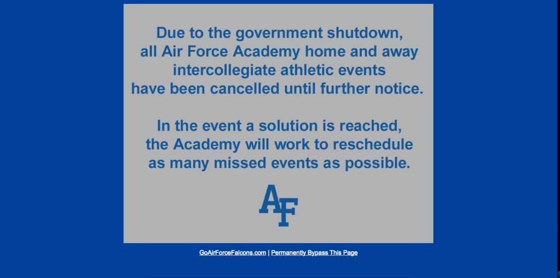 air force academy athletics cancelled