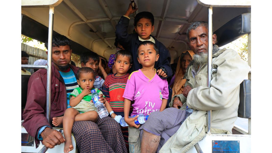 A newly arrived group of Rohingya refugees wait in a jeepney to go to Balukhali camp, Cox's Bazar, Saturday, January 23.