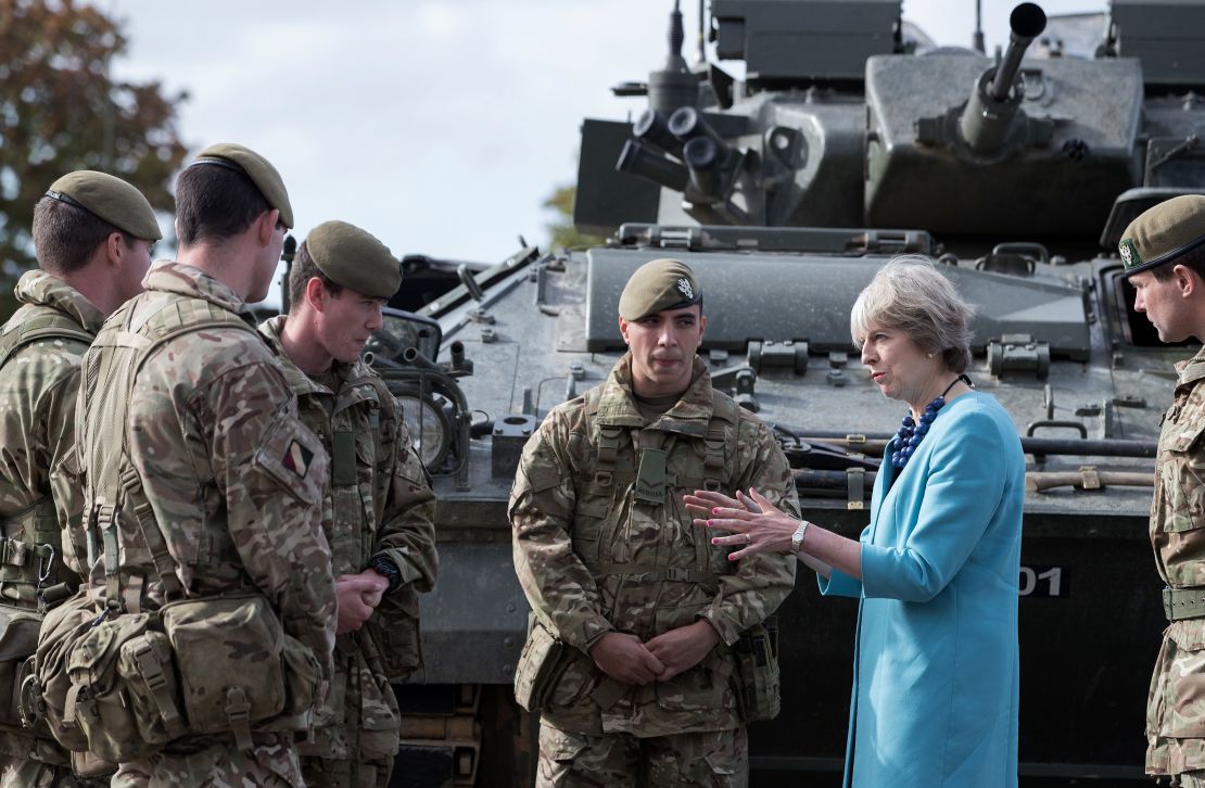 British Prime Minister Theresa May during a visit to the 1st Battalion The Mercian Regiment in 2016.