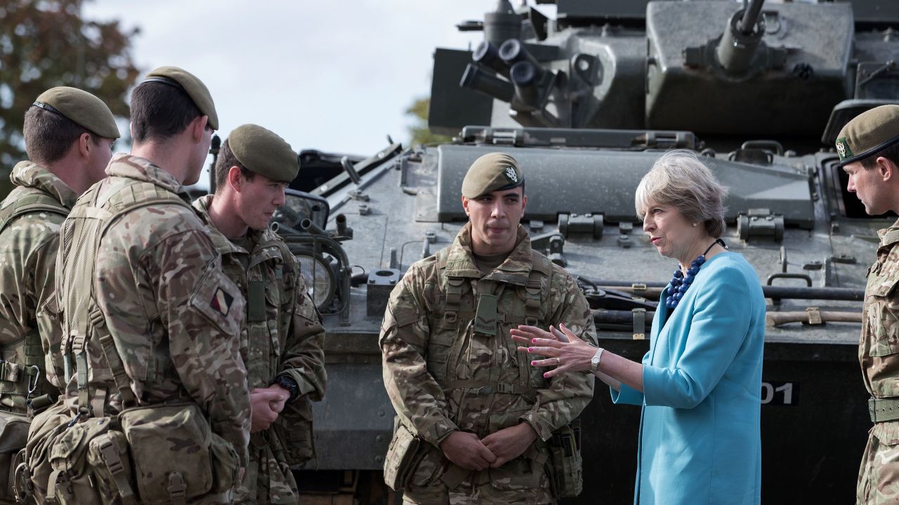 British Prime Minister Theresa May during a visit to the 1st Battalion The Mercian Regiment in 2016.