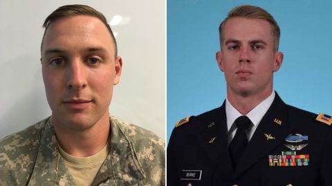 1st Lt. Clayton R. Cullen, of Indiana (left), and Chief Warrant Officer 2 (CW2) Kevin F. Burke, of California (right), were killed on Saturday when their Apache helicopter crashed in a training accident at Fort Irwin, California. 