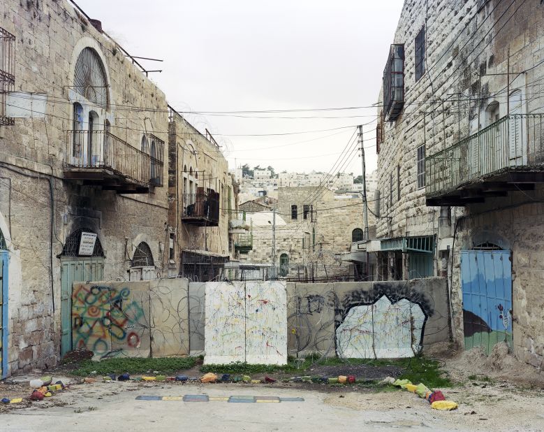 "This is the Palestinian city of Hebron, it is heavily protected, the view here is into the settlement from the Israeli side, offering evidence of what's happening here."