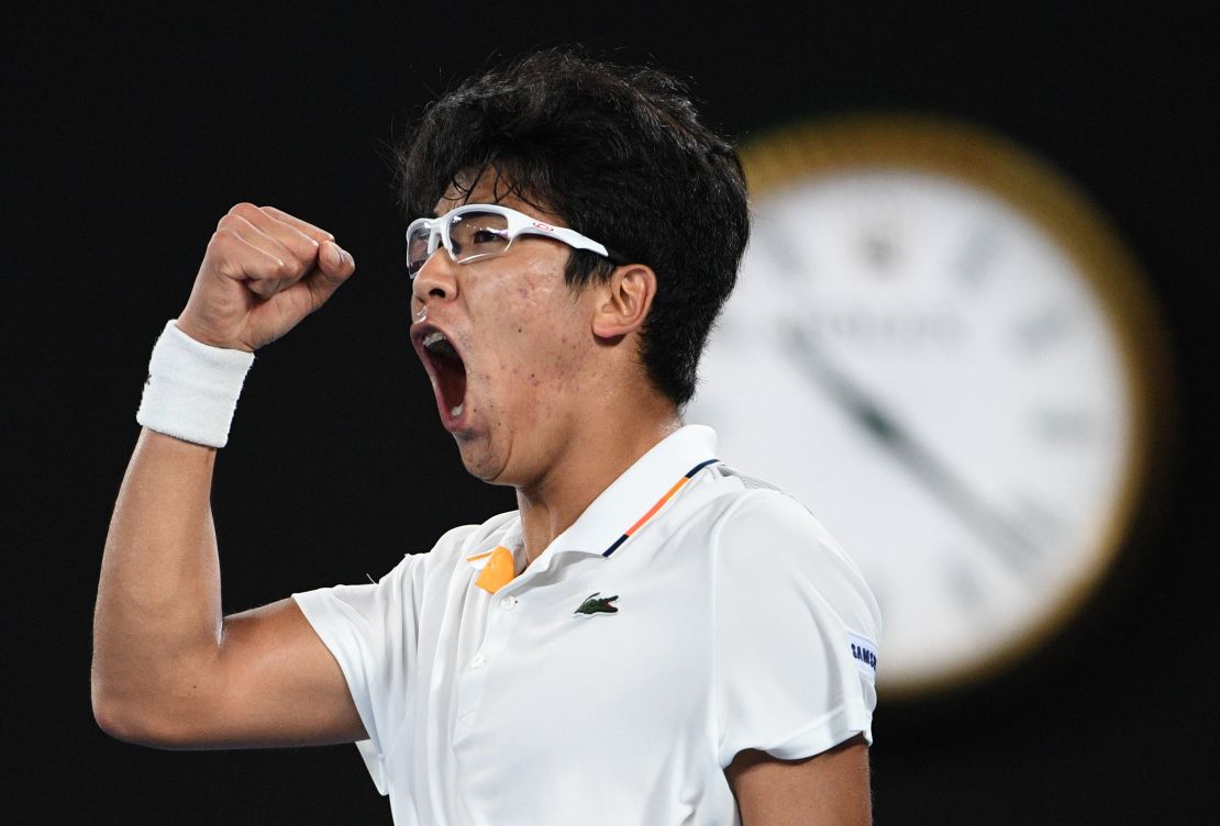 Hyeon Chung roars in delight. 