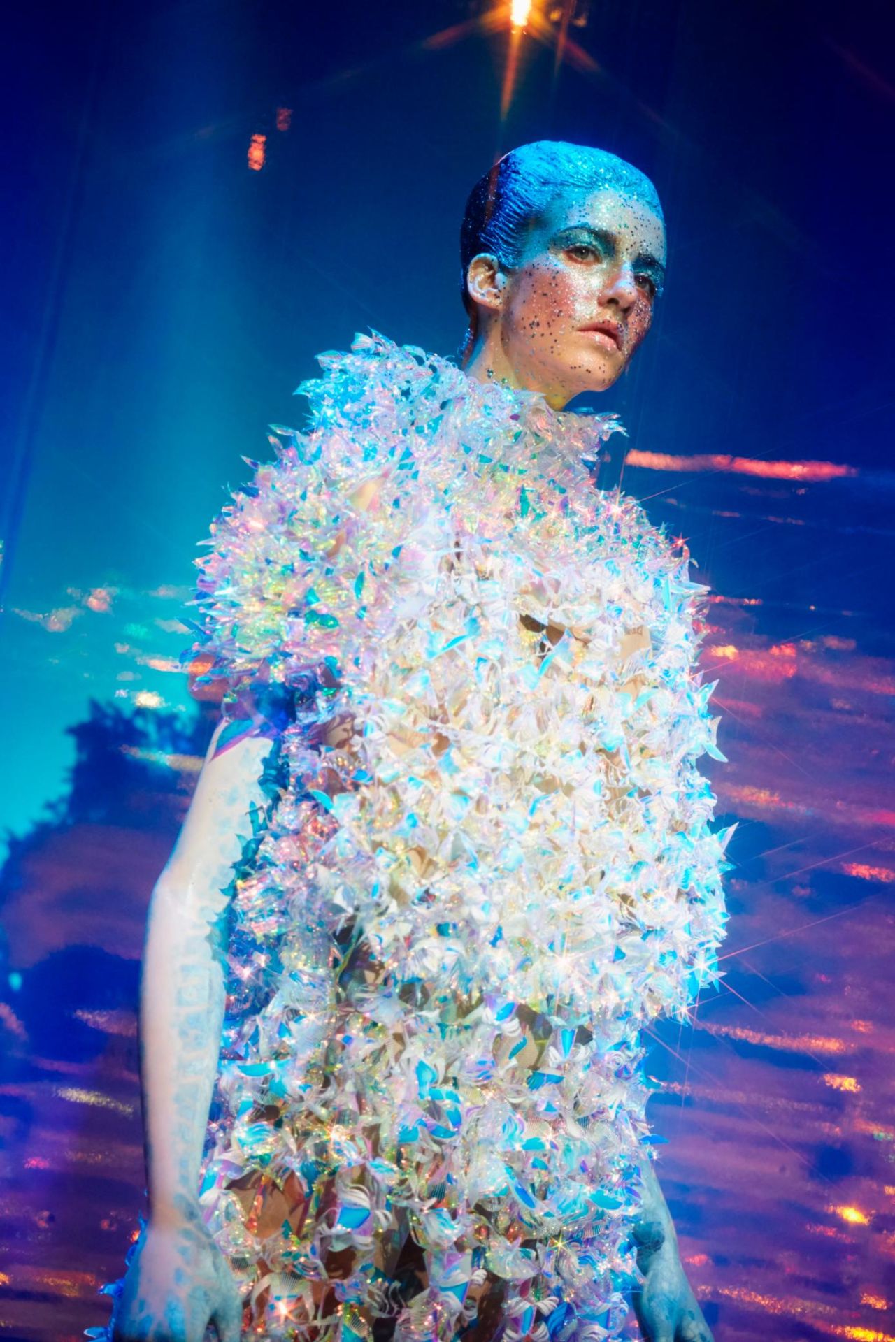 For his collection "Hologram," Nakazato produced items from thousands of pieces of highly-reflective holographic film.