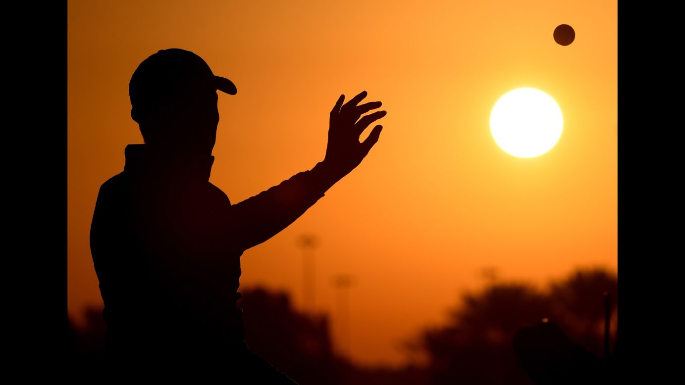 Matthew Fitzpatrick of England warms up on the range prior to round two of the Abu Dhabi HSBC Golf Championship at Abu Dhabi Golf Club on Friday, January 19, in Abu Dhabi, United Arab Emirates.  