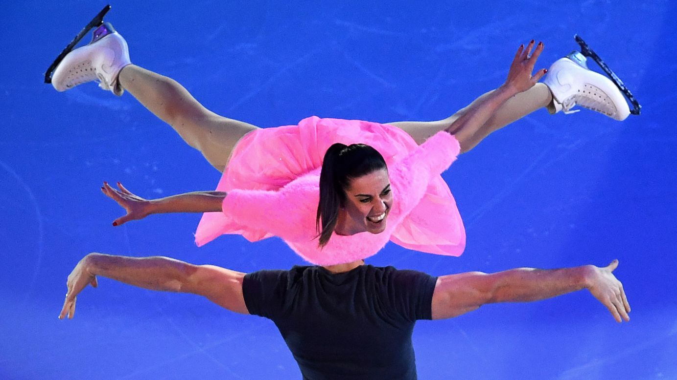 Italy's Valentina Marchei and Ondrej Hotarek perform during the Gala Exhibition at the ISU European Figure Skating Championships in Moscow on Sunday, January 21.<br />