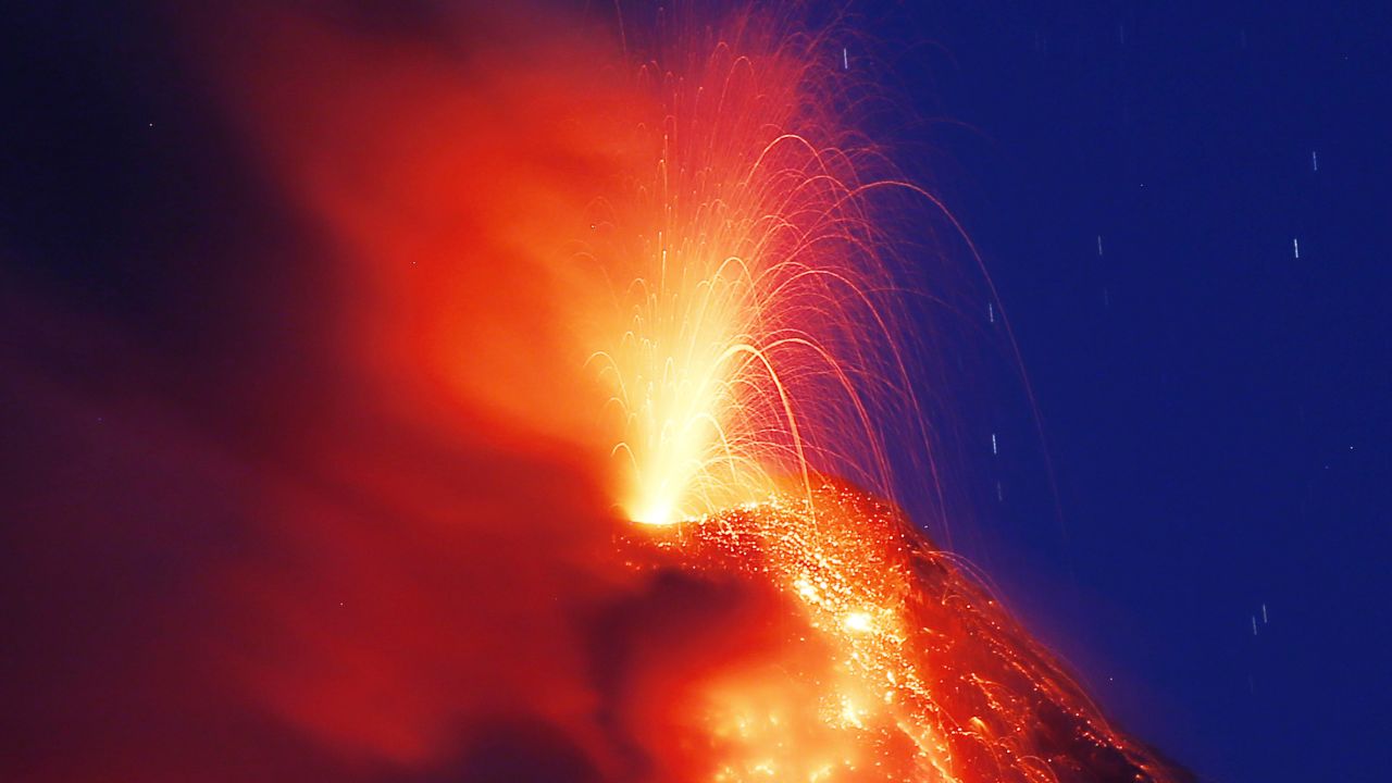 Mayon volcano erupts for the second straight day as lava cascades down its slopes Tuesday, January 23.