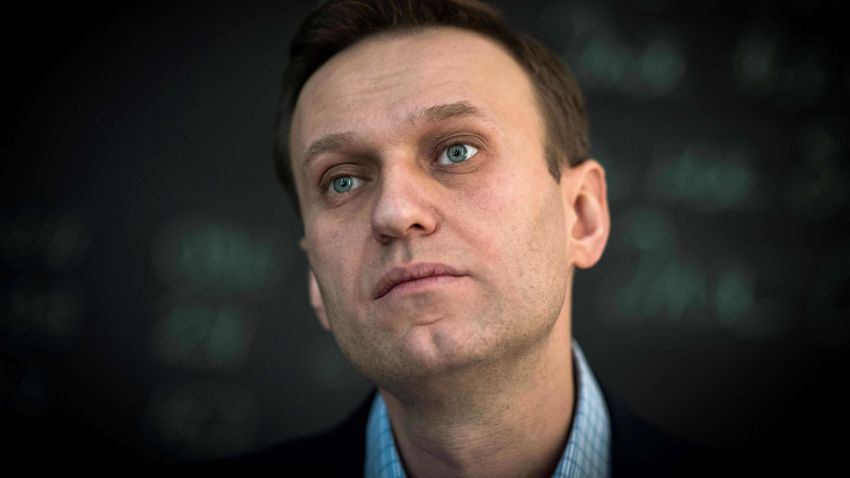 Russian opposition leader Alexei Navalny looks on during an interview with AFP at the office of his Anti-corruption Foundation (FBK) in Moscow on January 16, 2018.
The Kremlin's top critic Alexei Navalny has slammed Russia's March presidential election, in which he is barred from running, as a sham meant to