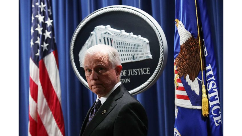 WASHINGTON, DC - NOVEMBER 29:  U.S. Attorney General Jeff Sessions listens during a news conference at the Justice Department November 29, 2017 in Washington, DC. Sessions announced the Justice Department will fund more than $12 million in grants to assist law enforcement agencies and to establish a new DEA field division in the Appalachian Mountain region to combat the opioid crisis.  (Photo by Alex Wong/Getty Images)