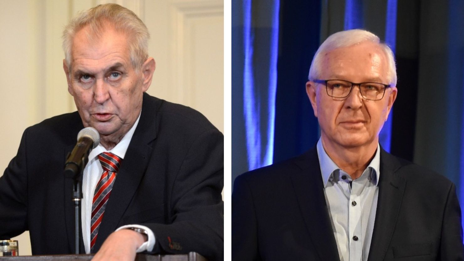 Czech President Milos Zeman and independent challenger Jiri Drahos.