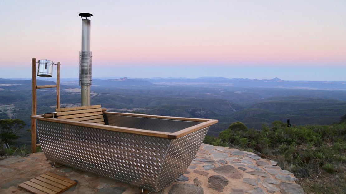 Virgo is the only tent with a bathtub perched on the cliff.