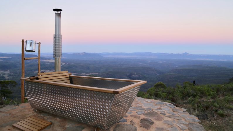 <strong>Bathe under the stars: </strong>Set on the edge of the escarpment, Virgo features a wood-fired tub in the wild that is filled with fresh rainwater daily.