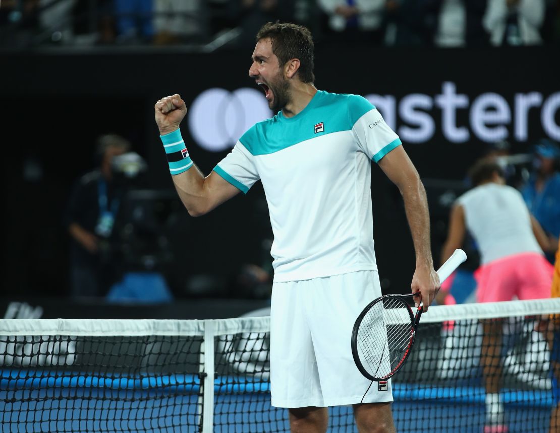 Marin Cilic celebrates. 