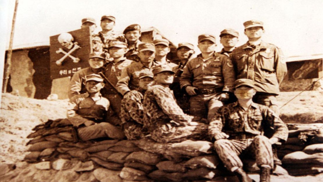 A photo of the Unit 684 trainers on Silmido. Yang Dong-soo is seated in the middle. Eighteen of the trainers died when Unit 684 muntineed on August 23, 1971. Yang barely survived after being shot in the neck. 
