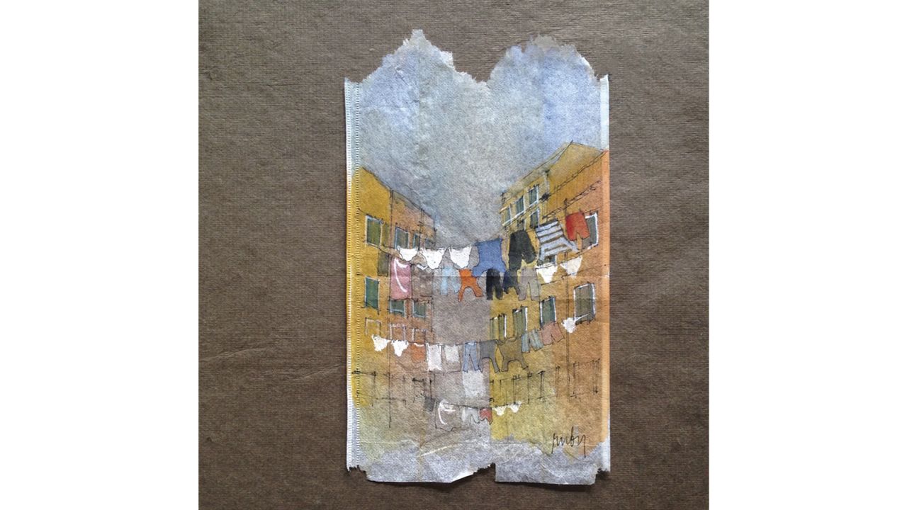 Silvious learned her art as she went along. Pictured here: Tea bag inspired by Noepoli, Italy.
