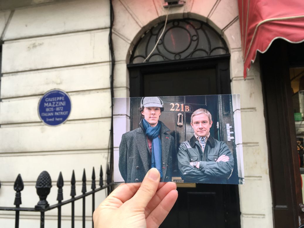 <strong>Detective work:</strong> Nevertheless, a lot of David's location tracking comes down to detective work: "Comparing film stills with Google Street View," David says. "Or showing them [to] residents and tour guides while traveling." <em>Pictured here: North Gower Street, London -- BBC's "Sherlock."</em>