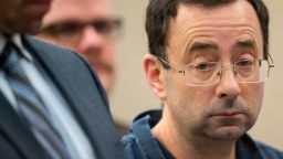 Dr. Larry Nassar appears in court during his sentencing hearing in Lansing, Michigan, January 16, 2018.
The former Team USA gymnastics doctor is convicted of sexual abuse charges. More than 100 athletes have accused Nassar of abuse, including members of the gold medal-winning US Olympic team.  / AFP PHOTO / Geoff Robins        (Photo credit should read GEOFF ROBINS/AFP/Getty Images)