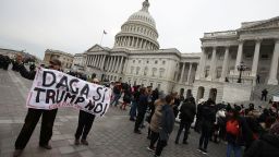 WASHINGTON, DC - DECEMBER 06:  People who call themselves Dreamers, protest in front of the Senate side of the US Capitol to urge Congress in passing the Deferred Action for Childhood Arrivals (DACA) program, on December 6, 2017 in Washington, DC.  (Photo by Mark Wilson/Getty Images)