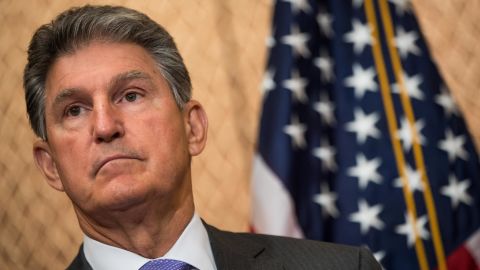 Sen. Joe Manchin, a Democrat of West Virginia, looks on during a news conference in June 2017 in Washington, DC. (Photo by Drew Angerer/Getty Images)