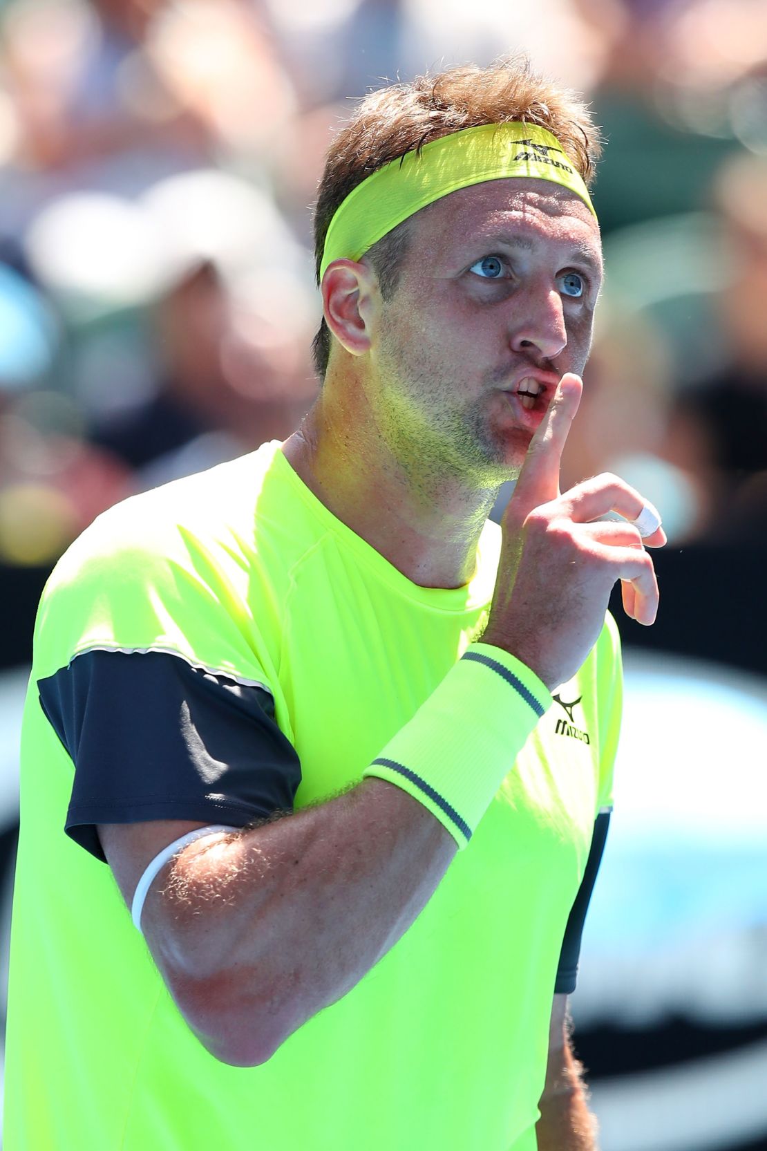 Tennys Sandgren on court during his quarterfinal match against Hyeon Chung in Melbourne.