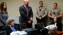 David (2nd L) and Louise (R) Turpin appear in court with their lawyers on January 24, 2018 in Riverside, California. 
David Allen Turpin, 57, and his wife Louise Anna Turpin, 49 -- who had registered their home as a school -- were hit with 12 counts of torture, 12 of false imprisonment, six of child abuse and six of abuse of a dependent adult ahead of their court appearance in the city of Riverside. / AFP PHOTO / POOL / MIKE BLAKE        (Photo credit should read MIKE BLAKE/AFP/Getty Images)