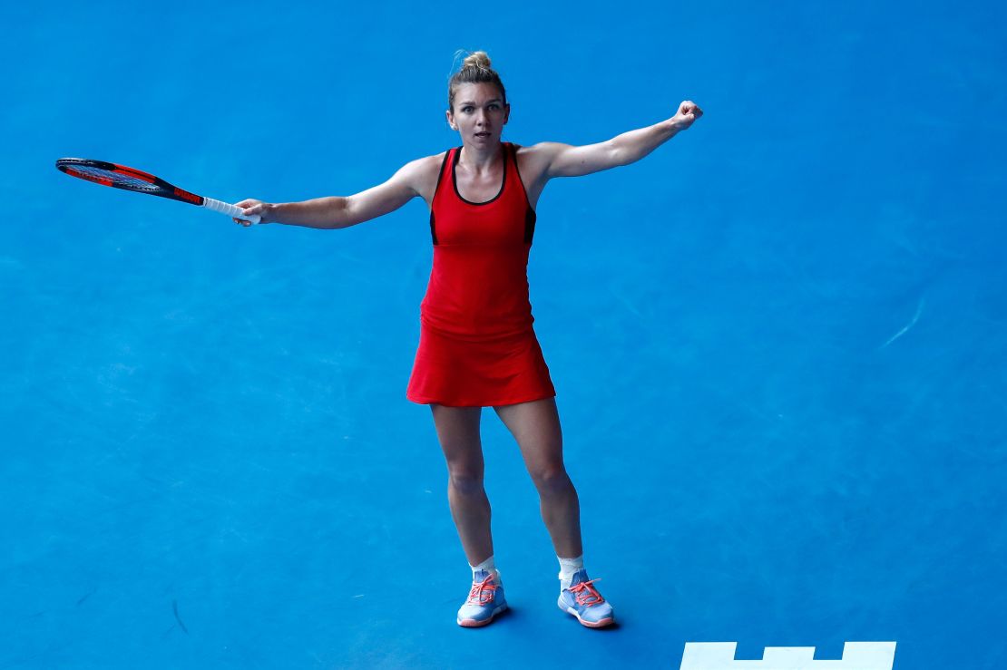 Simona Halep celebrates. 