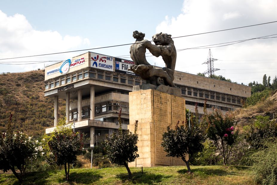 The Tiger and the Knight by architect Elguja Amashukeli, situated in front of the former Transcaucasia Power Control Centre in Tiblisi.