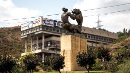 The Tiger and the Knight, by architect Elguja Amashukeli, Tbilisi. Situated in front of the former Transcaucasia Power Control Centre. Photography: Darmon Richter