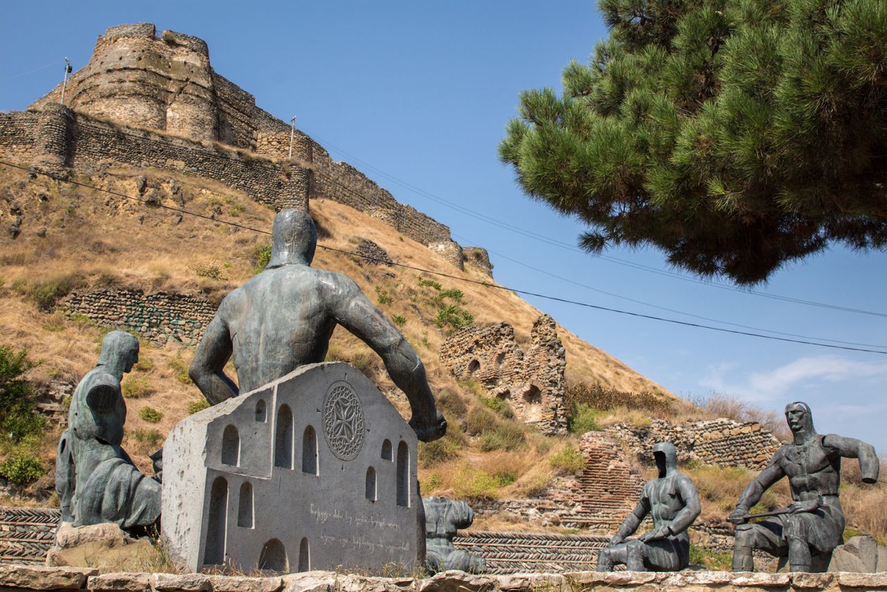 The Memorial of Georgian Warrior Heroes (1985) by sculptor Giorgi Ochiauri initially appeared in Tbilisi, but was relocated to Gori in 2009.