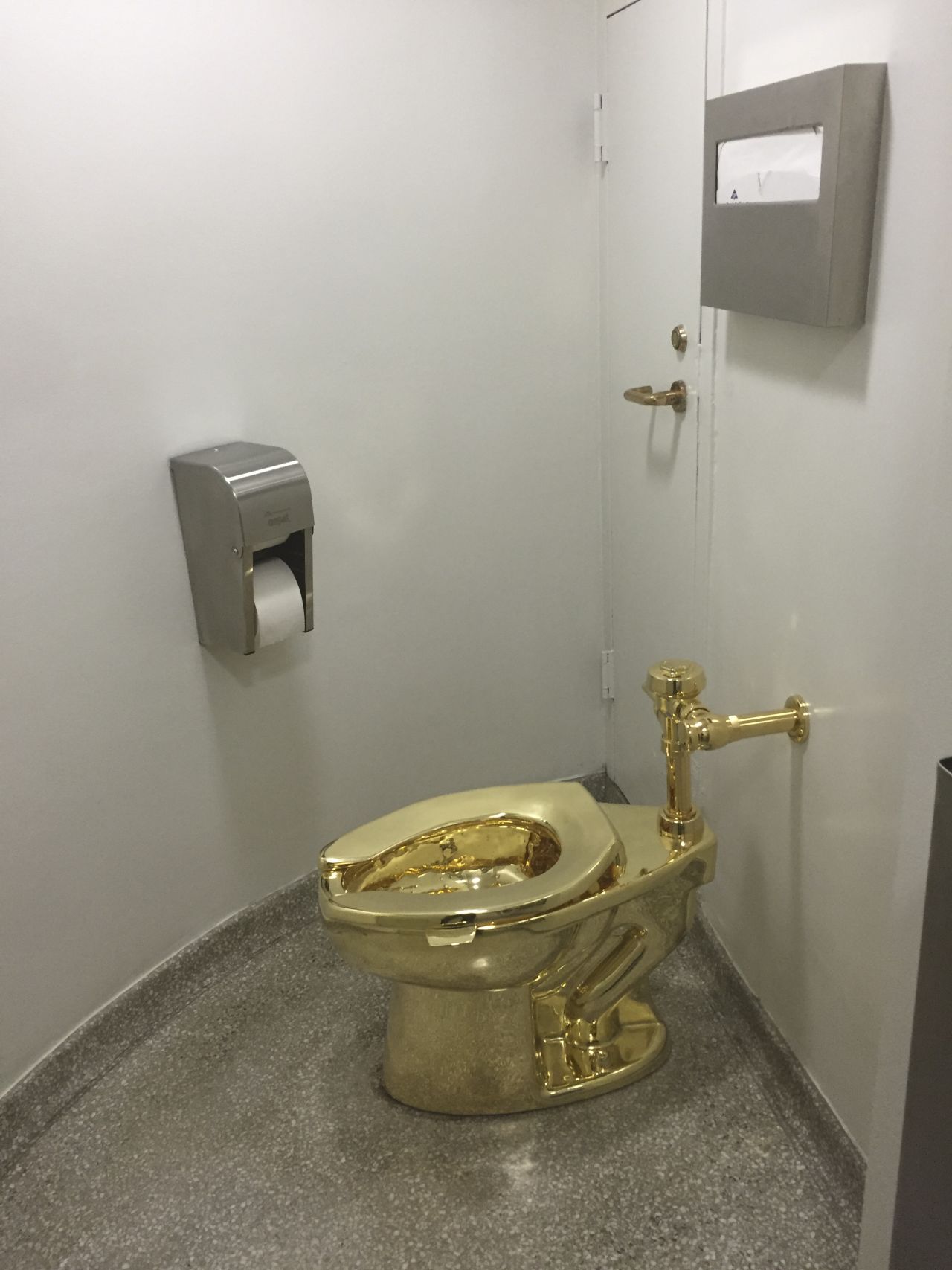 The fully functioning solid gold toilet, made by Italian artist Maurizio Cattelan, was stolen on September 14.        