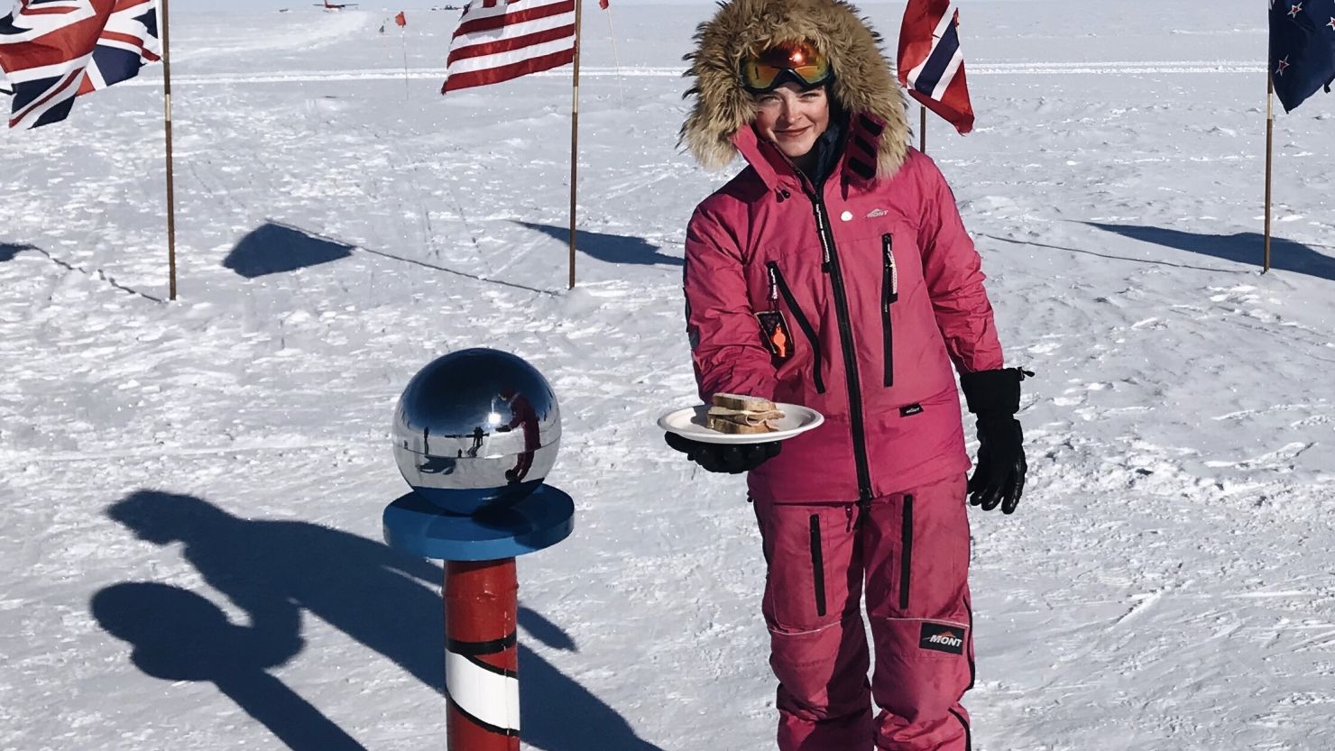 Hameister smiles as she serves her trolls from Antarctica. 