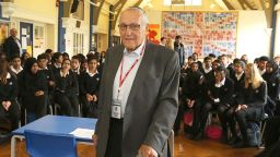Manfred Goldberg frequently visits schools to tell of his experiences in the Nazi concentration camps.