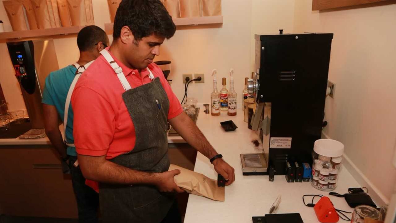 Badr Aljalajel opened his coffee shop "12 Cups" in 2016.