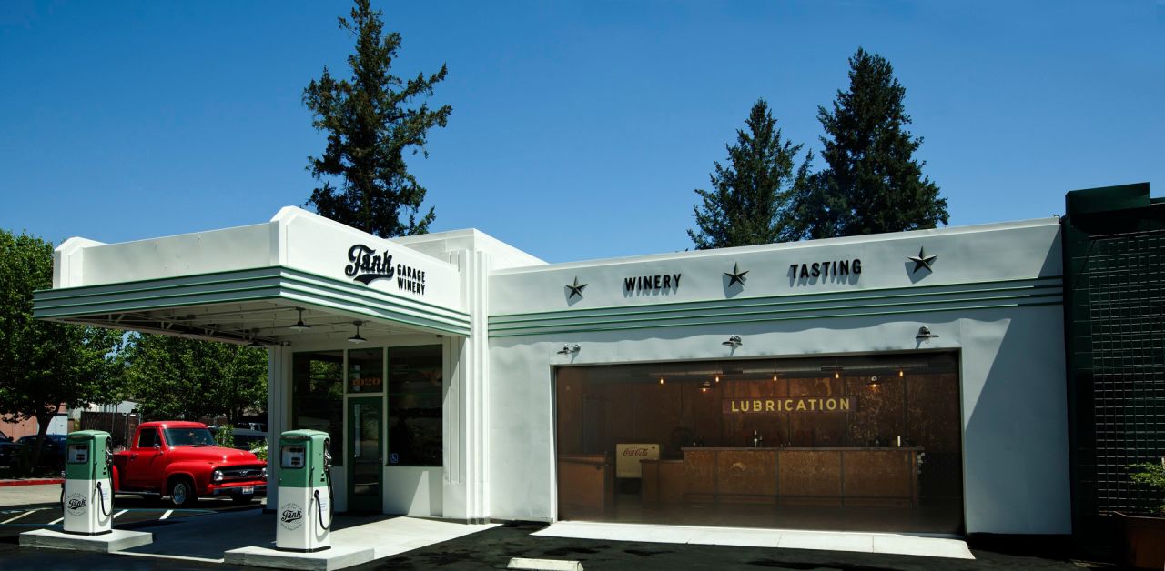 Chefs, bakers and vintners across the United States are refurbishing old gas stations and creating trendy spaces to eat, drink and mingle, including Tank Garage Winery in Calistoga, California (pictured). 