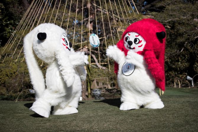 "Ren" and "G" are unveiled as the mascots for the 2019 Rugby World Cup in Japan.