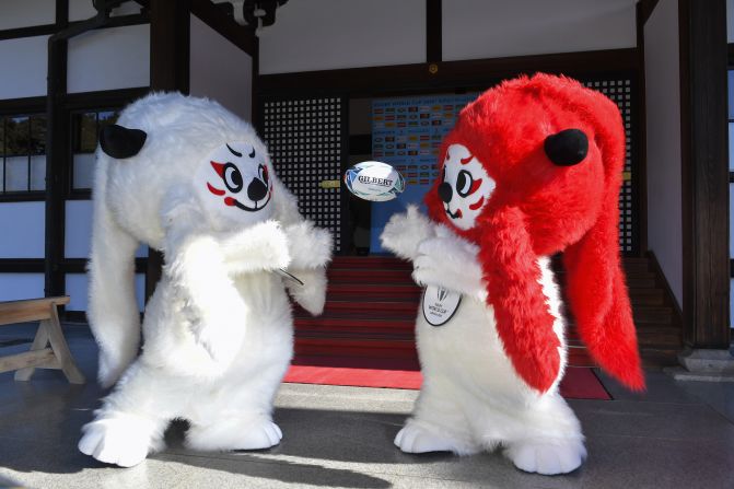 "Ren" and "G" are unveiled as the mascots for the 2019 Rugby World Cup in Japan.