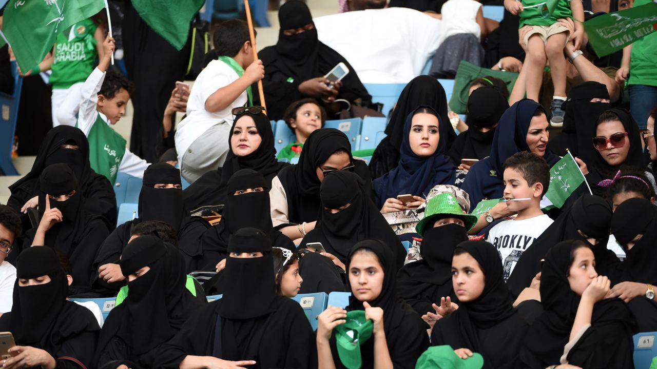 Genders mix in a Saudi stadium. Saudi stadiums recently opened their doors to women as part of the string of reforms.
