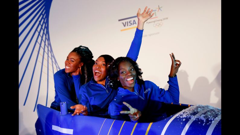 <strong>Seun Adigun, Ngozi Onwumere and Akuoma Omeoga (Nigeria):</strong> Nigeria has never had an athlete compete in the Winter Olympics, but that will change in PyeongChang. In November, these three <a target="_blank">made history</a> when they became the first African bobsled team to qualify for the Olympic Games. All three are former track-and-field stars.