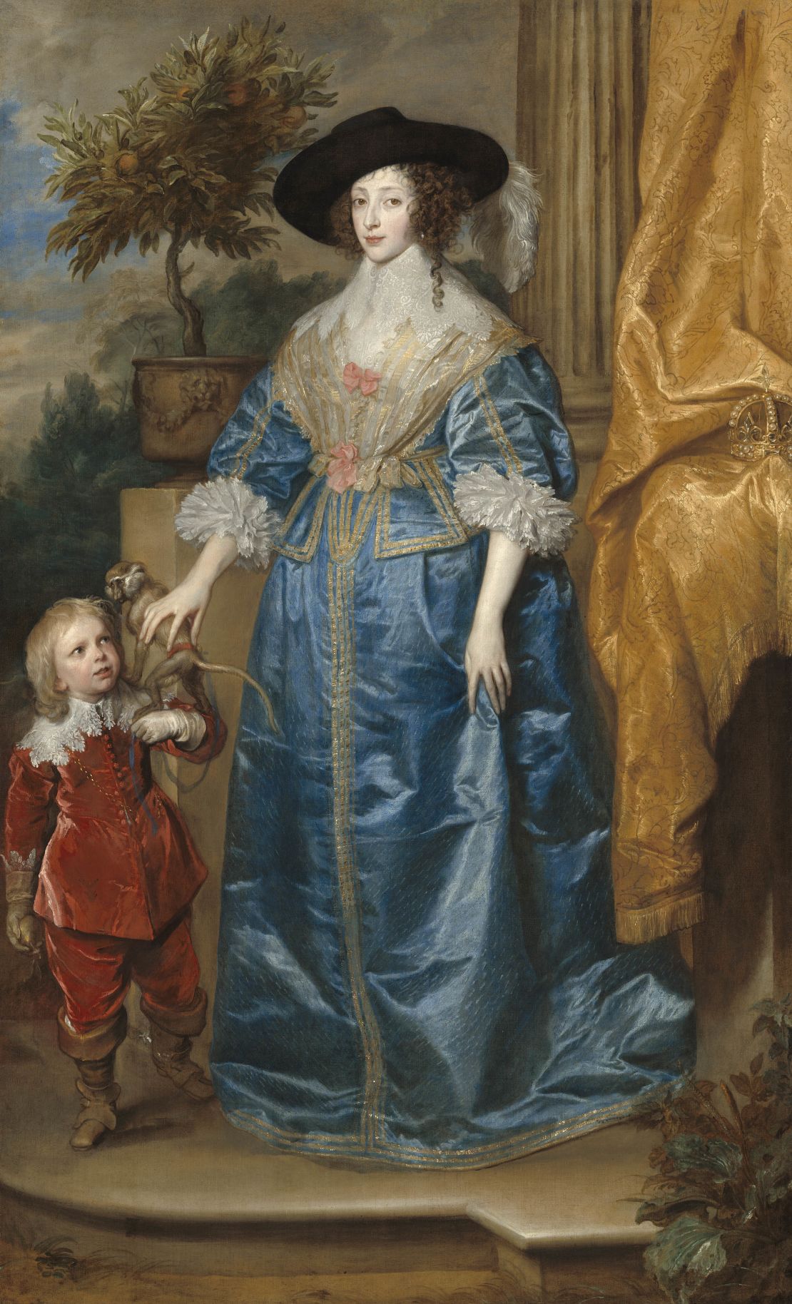 "Queen Henrietta Maria with Sir Jeffrey Hudson" (1633) by Anthony van Dyck