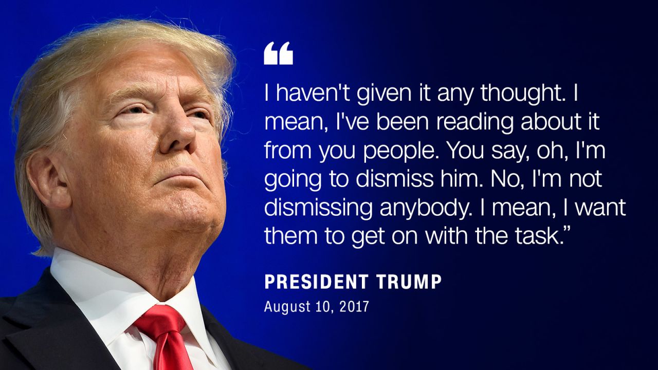 Trump himself tells reporters in Bedminster, New Jersey, that he hasn't considered firing Mueller.